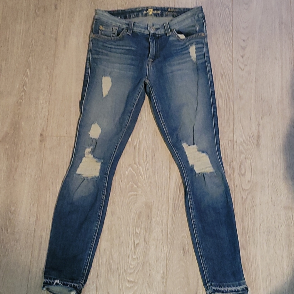 7 for All Mankind Distressed Skinny Ankle jean